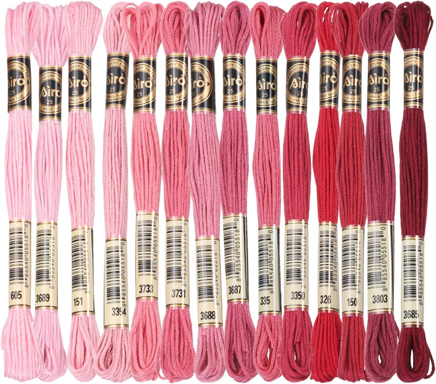 14 Skeins Embroidery Floss, Polyester Embroidery Threads Bracelets String for Cross-Stitch Hand Embroidery, Multicolored Dark Red Pink