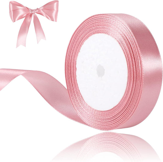 Pink Ribbon 1 Inch Satin Ribbon for Graduate Leis Gift Wrapping Flower Bouquet Leis Pink Bows Making Wedding Party Baby Bridal Shower Decorations