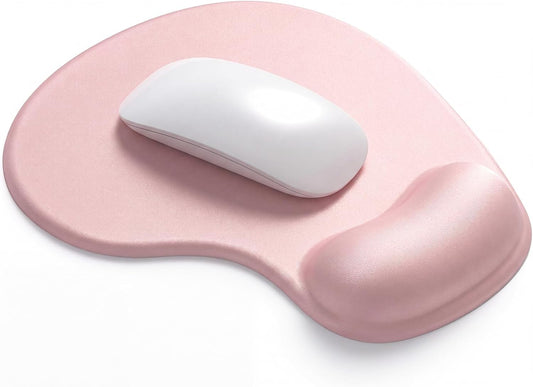 Ergonomic Mouse Pad with Wrist Rest Support, Gel Mouse Pads with Non-Slip PU Base, Pain Relief Memory Foam Computer Mat, Cute Office Supplies Desk Decro Accessories, Pink