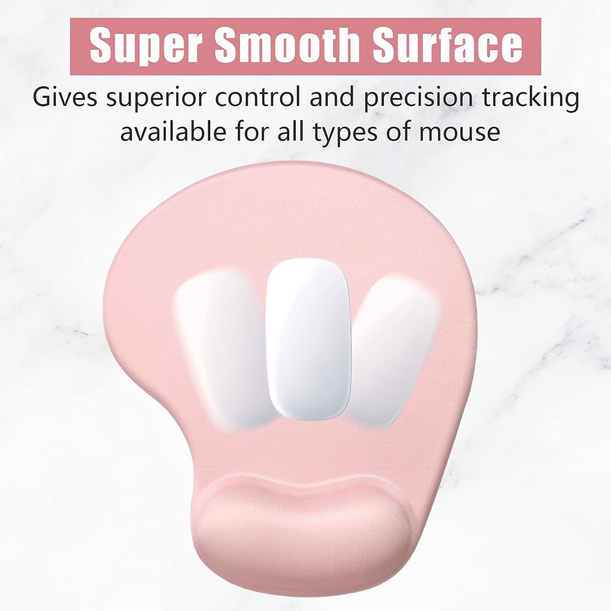 Ergonomic Mouse Pad with Wrist Rest Support, Gel Mouse Pads with Non-Slip PU Base, Pain Relief Memory Foam Computer Mat, Cute Office Supplies Desk Decro Accessories, Pink