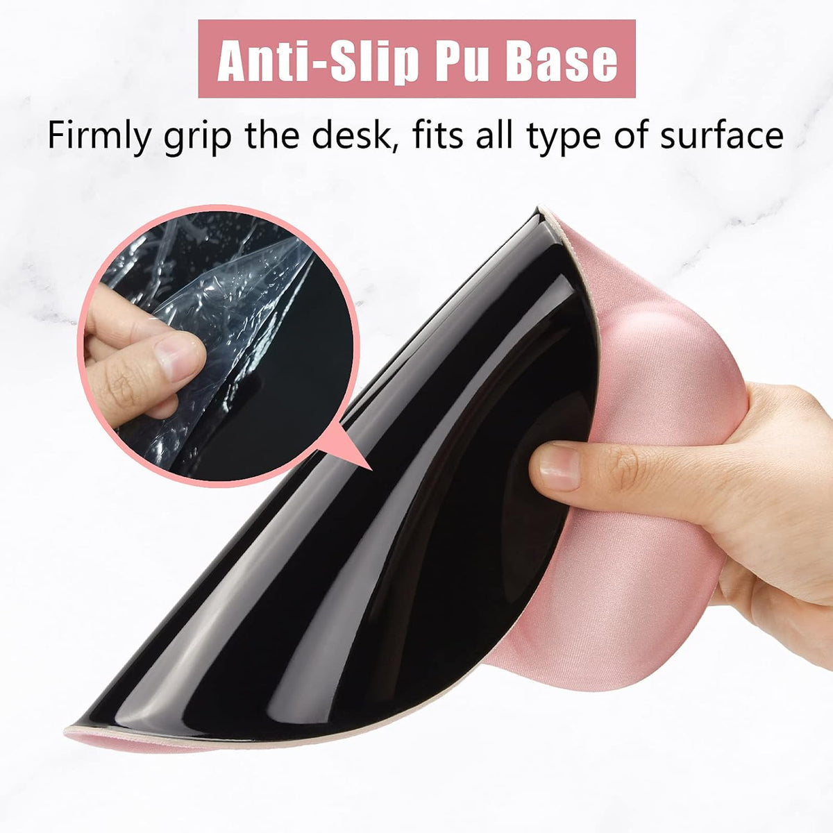 Ergonomic Mouse Pad with Wrist Rest Support, Gel Mouse Pads with Non-Slip PU Base, Pain Relief Memory Foam Computer Mat, Cute Office Supplies Desk Decro Accessories, Pink