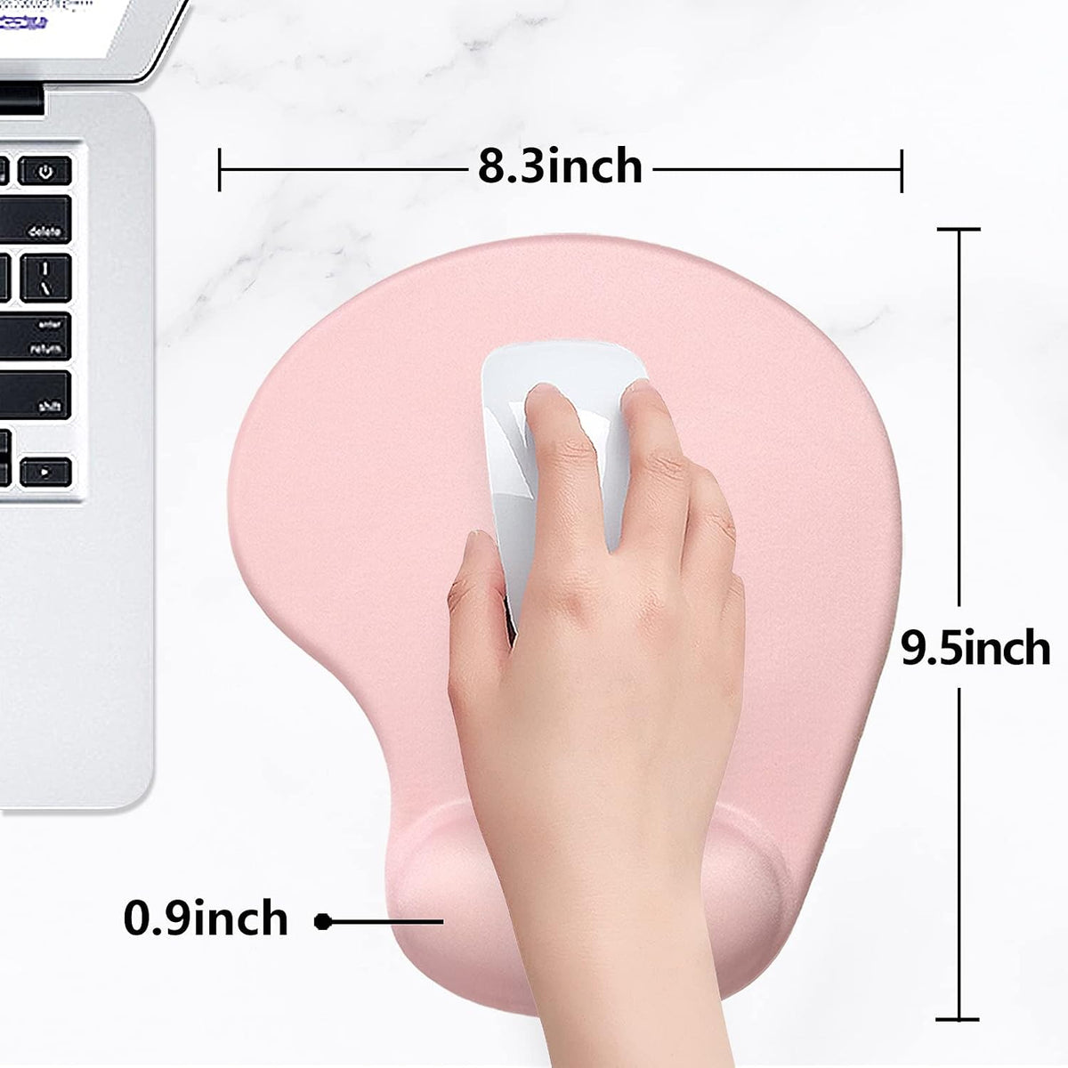 Ergonomic Mouse Pad with Wrist Rest Support, Gel Mouse Pads with Non-Slip PU Base, Pain Relief Memory Foam Computer Mat, Cute Office Supplies Desk Decro Accessories, Pink
