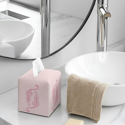 Leopard Cheetah Tissue Box Cover — Pink Trendy Preppy Y2k Leopard Cheetah Print Decorative Aesthetic Square Faux Leather Tissue Box Holder Dispenser, 5.3x5.3x5.3 Inch