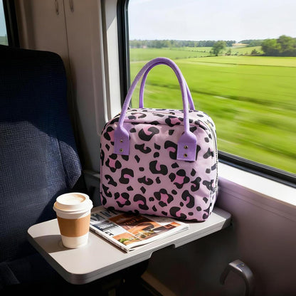 Insulated Lunch Bag Cute Lunch Box for Women Cooler, Pink Leopard