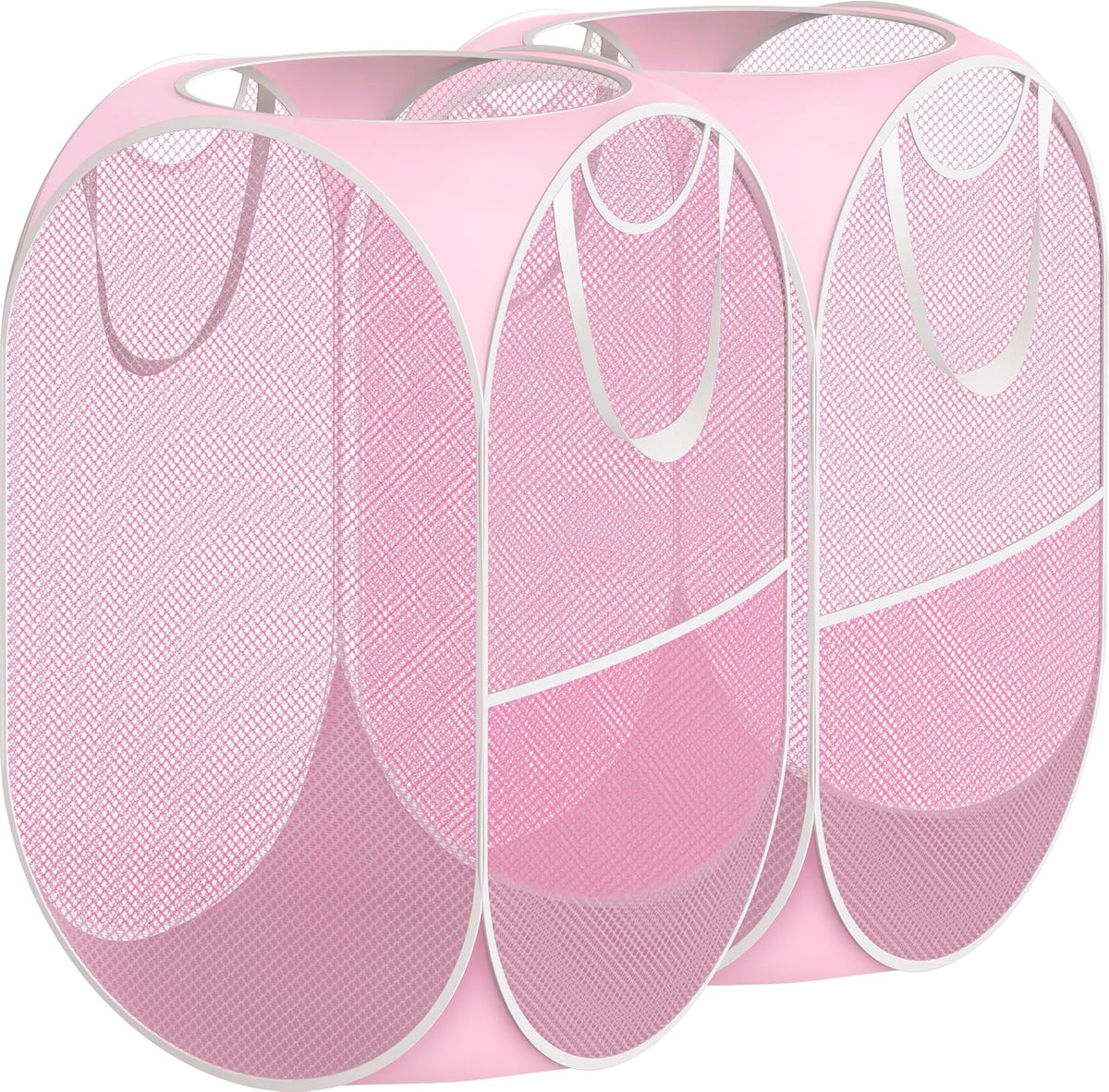 Mesh Pop-Up Laundry Hamper with Side Pocket, 2 Pack, Pink