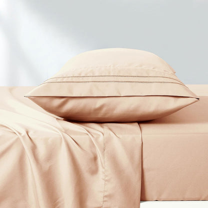 4-Piece Peach Sheet Set Full Size with Flat Sheet, Fitted Sheet, and Pillowcases