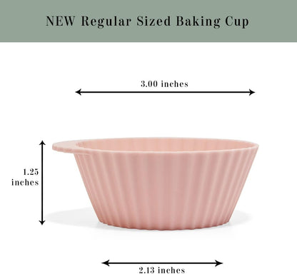 Reusable Silicone Baking Cup Silicone Muffin Liners for Cupcakes, BPA Free, Regular, 24 Pack, Pink Gray Blue