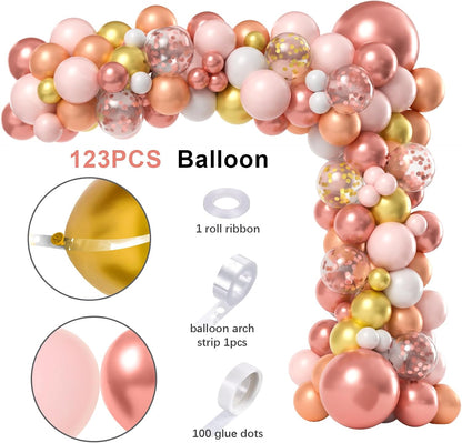Floral Baby Shower Decorations for Girl, Baby Boxes with Letters/Photo Backdrop/Rose Gold and Pink Balloon Arch/Foil Balloons, Birthday Party Supplies Baby Girl Shower Decorations