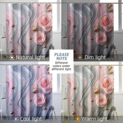 Peach Marble Shower Curtain, Luxury Abstract Modern Shower Curtains for Bathroom, 3D Contemporary Print Bath Decor Accessories Set -62 * 72