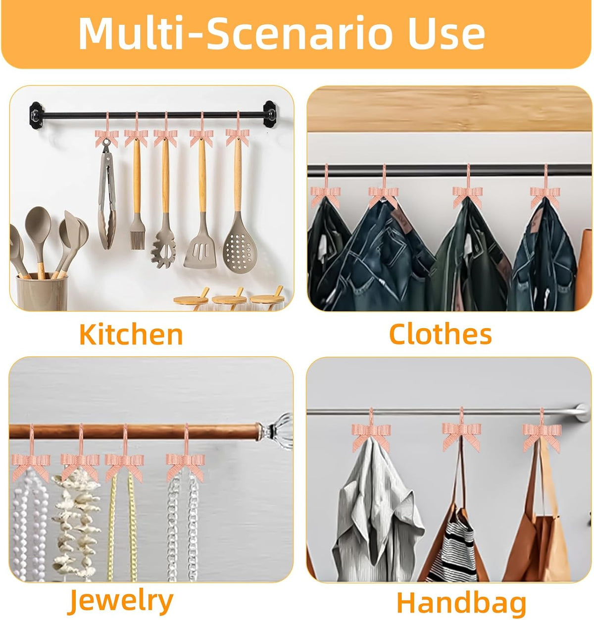 Decorative Shower Curtain Hooks, Luxury Bowknot Shower Curtain Rings, Modern Bow Shower Curtain Hangers, 12PCS Shower Hooks for Home Decor, Bathroom, Bedroom, Living Room (Rose Gold)