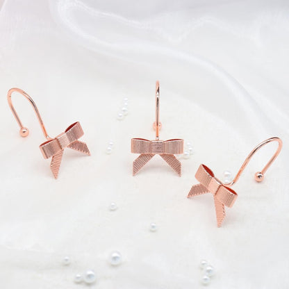 Decorative Shower Curtain Hooks, Luxury Bowknot Shower Curtain Rings, Modern Bow Shower Curtain Hangers, 12PCS Shower Hooks for Home Decor, Bathroom, Bedroom, Living Room (Rose Gold)