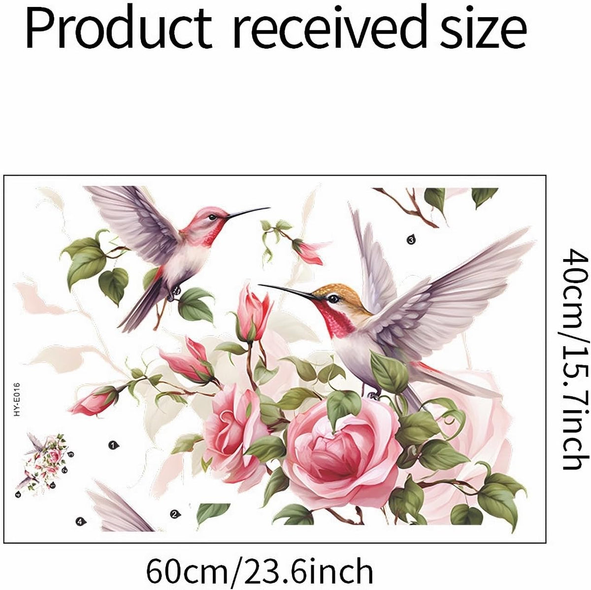 Pink Rose Hummingbirds Wall Stickers Floral Art Bird Wall Decals