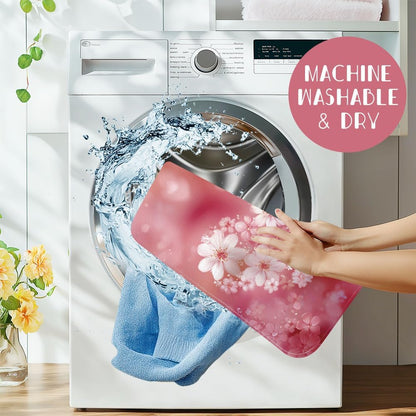Pink Love Dish Drying Mat for Kitchen Romantic Hearts Dish Drainer Mats Absorbent Microfiber Flowers Dishes Drying Pad 18x24 Inches Washable for Countertop Coffee Bar Valentine's Day Decor