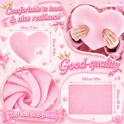 48 Pcs/6 Set Sleepover Party Supplies, Pink, Solid Color