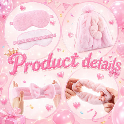 48 Pcs/6 Set Sleepover Party Supplies, Pink, Solid Color