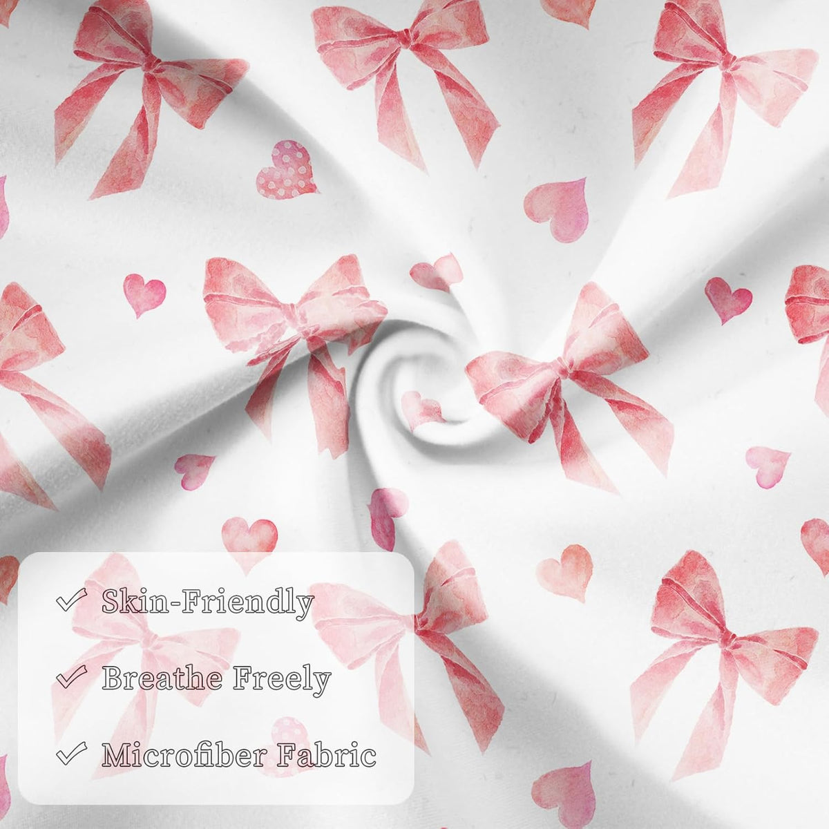 Pink Ribbon Bow Silk Satin Pillowcase for Hair and Skin,Throw Pillow Cover Queen Size Pillowcases Envelope Closure,Rectangle Pillow Covers Decorative Cushion Cases for Bed,Sofa,20"x30",Peach