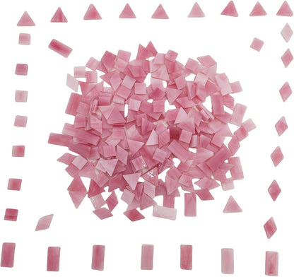 4 Shapes Mixed Glass Mosaic Tiles,Square+Diamond+Triangle+Rectangle 220 PCS Stained Glass Mosaic Pieces for Handmade Art Crafts and Home Decoration (Pink)