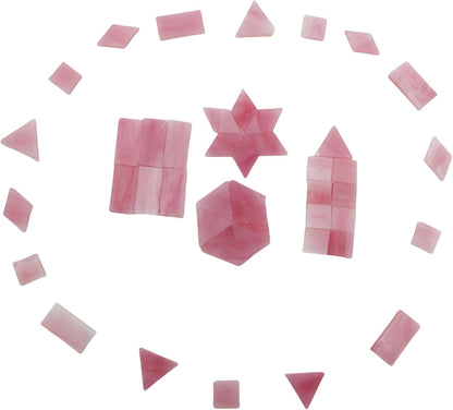 4 Shapes Mixed Glass Mosaic Tiles,Square+Diamond+Triangle+Rectangle 220 PCS Stained Glass Mosaic Pieces for Handmade Art Crafts and Home Decoration (Pink)