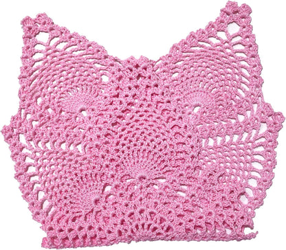 7 in x 21 in Crochet Lace Table Doilies Eyes Flower Doily Kitchen Vase Place Mats for Anniversary Mother's Day (Pack of 1PC, Style02-Pink)