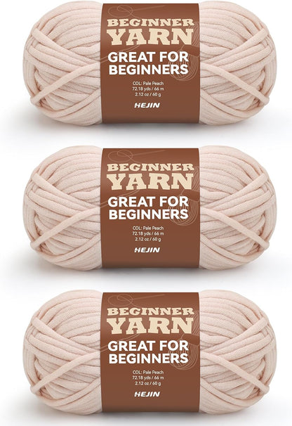 3x60g Pale Peach Yarn for Crocheting and Knitting;3x66m (72yds) Cotton Yarn for Beginners with Easy-to-See Stitches;Worsted-Weight Medium #4;Cotton-Nylon Blend Yarn for Beginners Crochet Kit Making