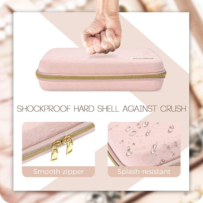 Large Travel Jewelry Organizer Case, Jewellery Home Storage Book Ring Binder with Clear Pockets for Presentation, Zippered Pouch Bag for Earrings Necklaces Bracelets -Pink