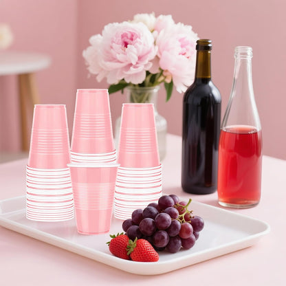 50 Pack Disposable Plastic Cups 12 Ounce Pink Plastic Cups