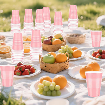 50 Pack Disposable Plastic Cups 12 Ounce Pink Plastic Cups