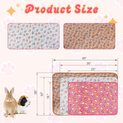 YUEPET Waterproof Guinea Pig Blankets Washable 3 Pack Small Animal Fleece Cage Liners Pet Soft Sleep Mat Pad Cover Warm Flannel Throw for Hamster Guinea Pig Rabbit Chinchilla Hedgehog Ferret 35"×24"