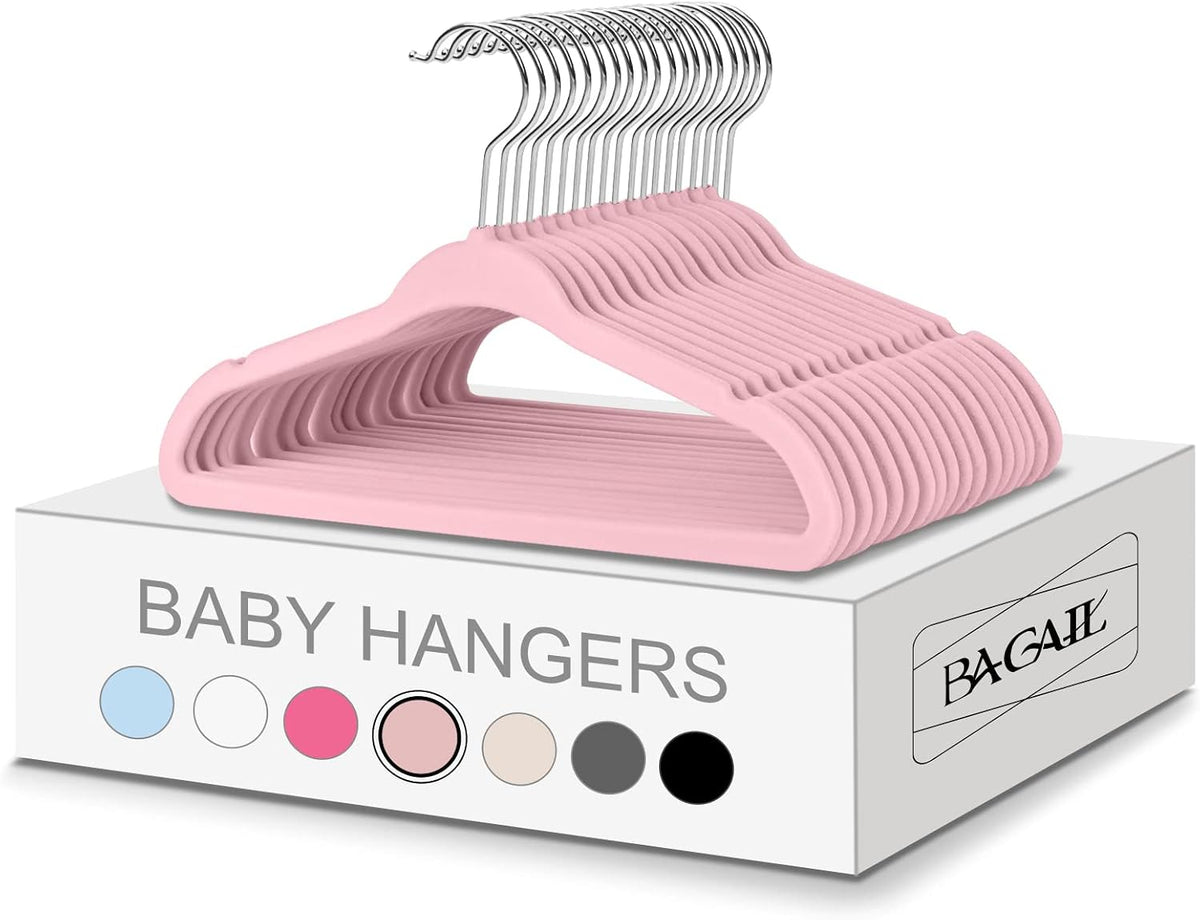 50 Pack Kids Velvet Hangers 11 Inches Children's Clothes Hangers Non-Slip Baby Hangers for Infant/Toddler (Blush Pink)