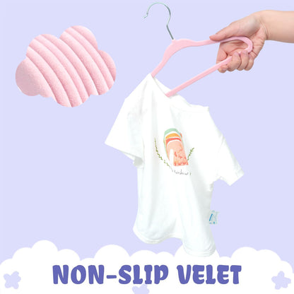 50 Pack Kids Velvet Hangers 11 Inches Children's Clothes Hangers Non-Slip Baby Hangers for Infant/Toddler (Blush Pink)