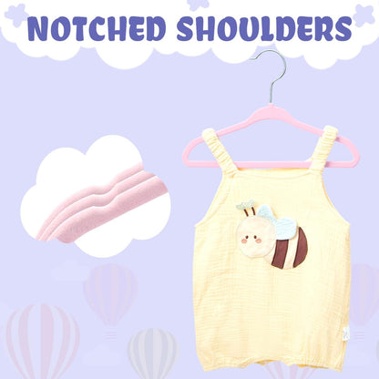 50 Pack Kids Velvet Hangers 11 Inches Children's Clothes Hangers Non-Slip Baby Hangers for Infant/Toddler (Blush Pink)
