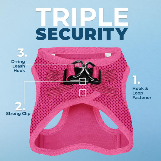 Best Pet Supplies Voyager Step-in Air Harness - All Weather Mesh, Reflective, No Pull Harness for Dogs, Cats - Secure with Hook & Loop Fastener, Buckle, Double D-Rings - Fuchsia, L