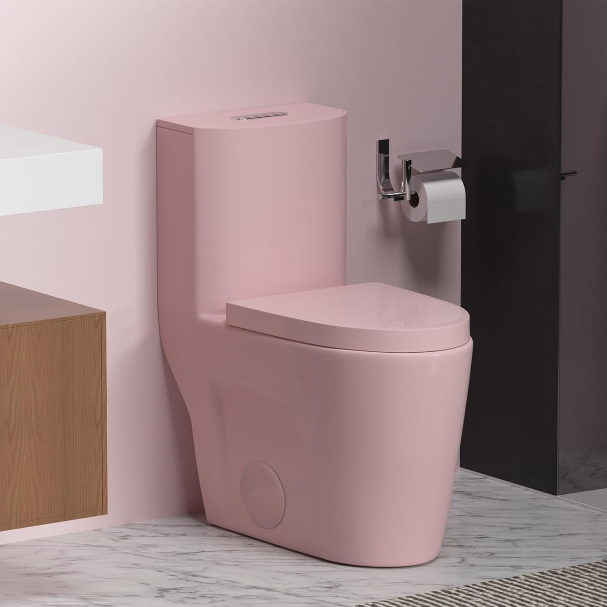 Elongated One Piece Toilet, Dual Flush 1.1/1.6 GPF Soft Close Seat