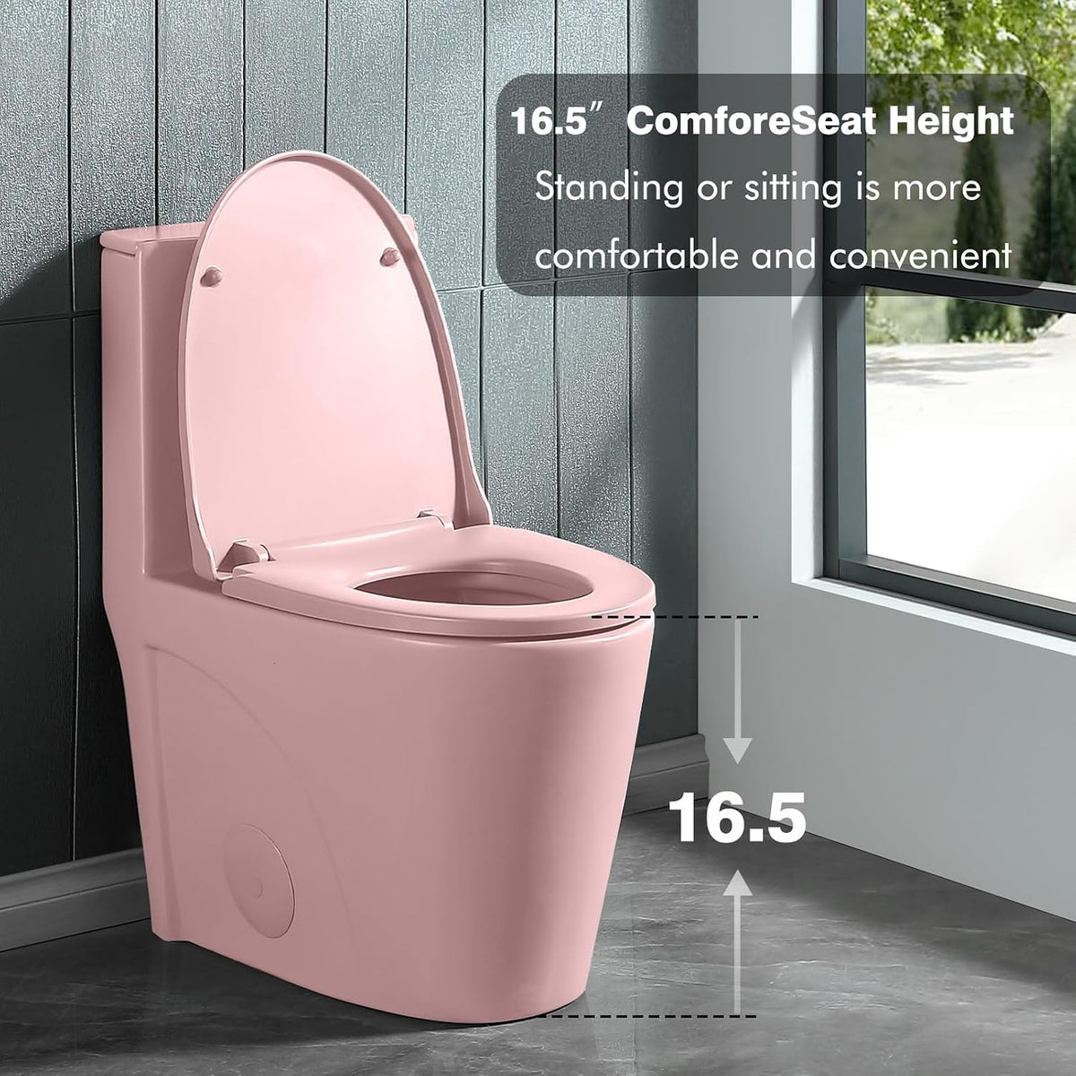 Elongated One Piece Toilet, Dual Flush 1.1/1.6 GPF Soft Close Seat