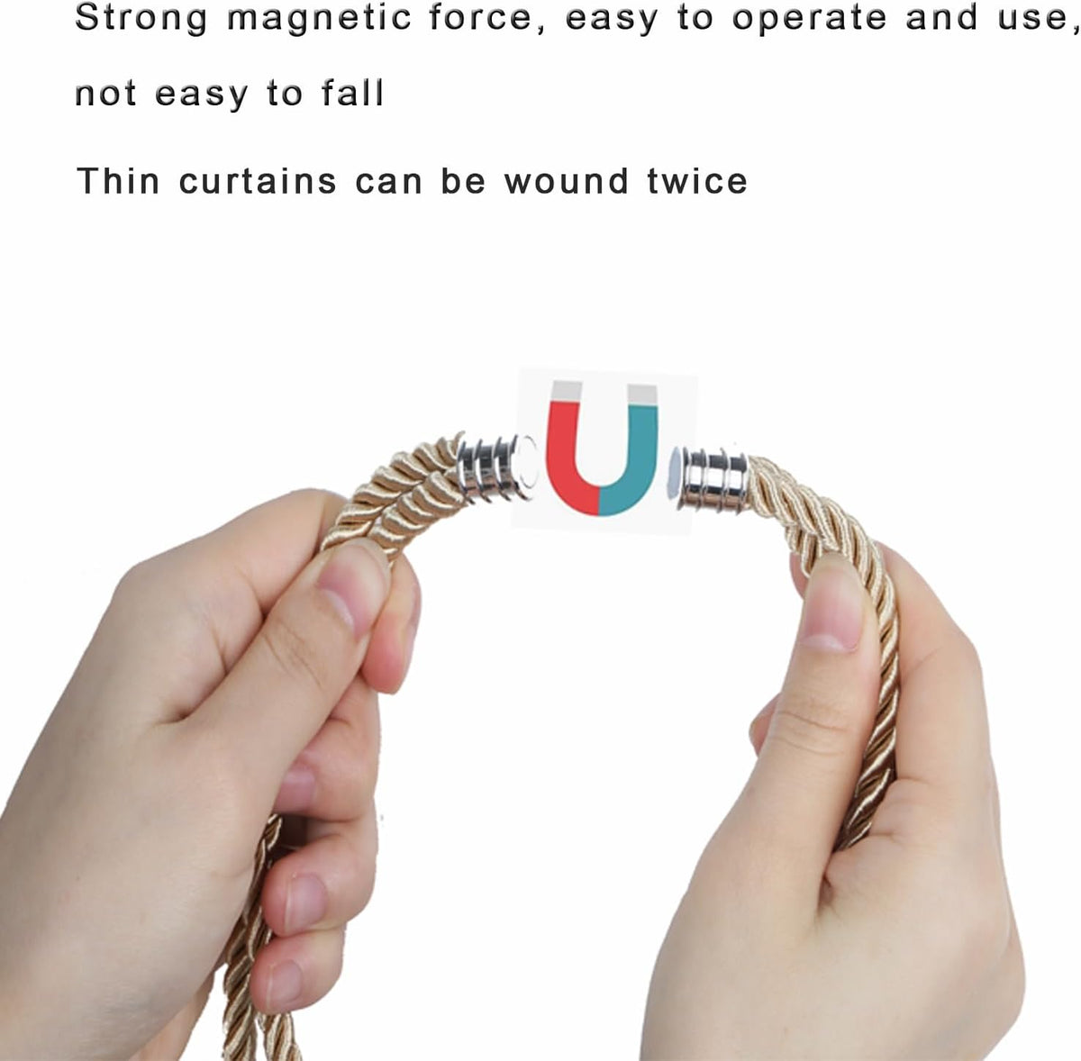 Magnetic Curtain Tiebacks Handmade Tassel Drapery Holdback,2P