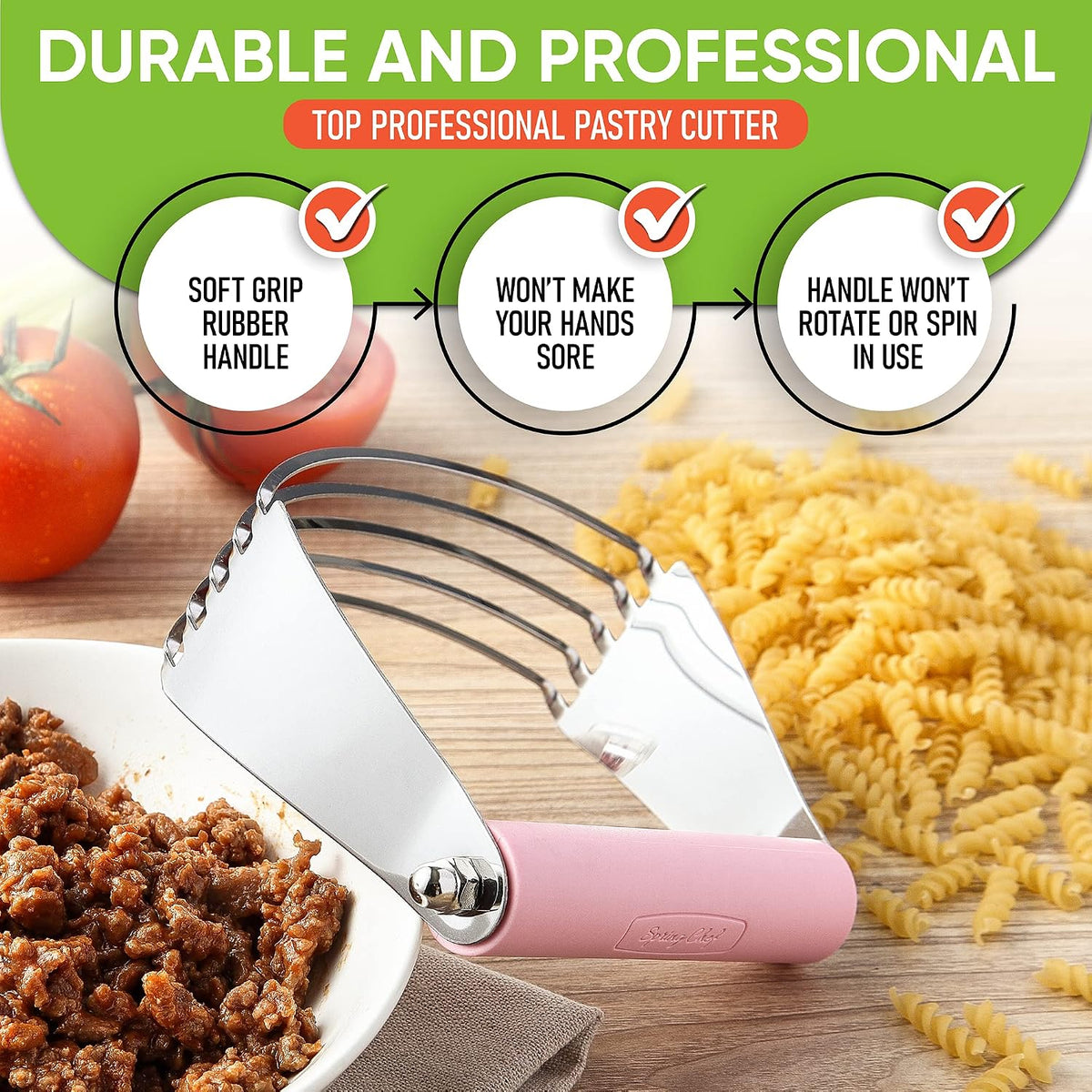 Stainless Steel XL Box Grater & Professional Large Dough Blender - 2 Product Bundle - Pink Lemonade