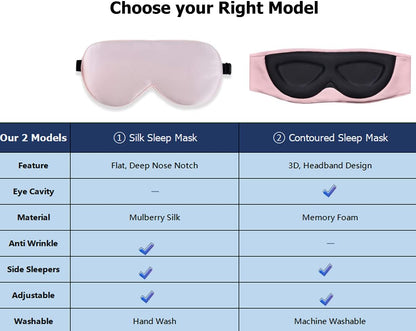 Mulberry Silk Sleep Mask, Cool and Smooth, Pink