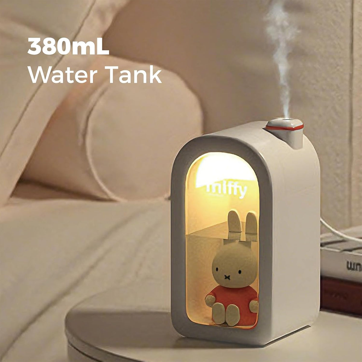 X Miffy Cool Mist Humidifier - Ultrasonic Quiet Humidifier, Mini Cute Humidifier with Night Light, 380ml for Bedroom, App-Controlled RGB Light (2.0 Plus-Version) - Pink