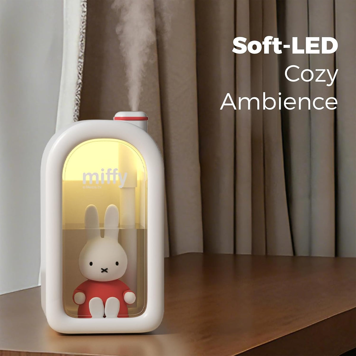 X Miffy Cool Mist Humidifier - Ultrasonic Quiet Humidifier, Mini Cute Humidifier with Night Light, 380ml for Bedroom, App-Controlled RGB Light (2.0 Plus-Version) - Pink