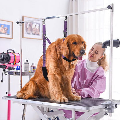 Dog Grooming Belly Strap - Dog Grooming Loops for Table Arm Extender with Clamp Extension Loop Bathing Restraint Leash No Sit Haunch Holder for Small & Medium Dogs Hair Cutting Washing (Purple)