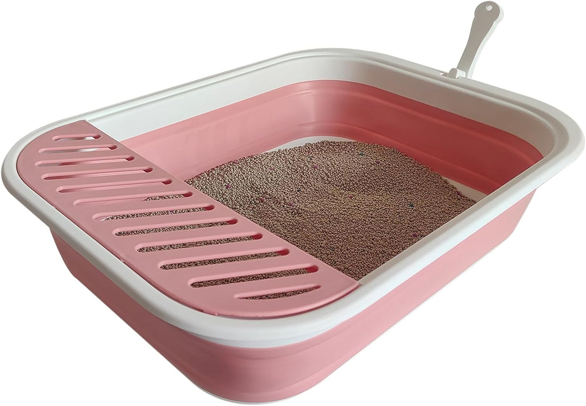 Collapsible Kitten Litter Box Low Entry Small Cat Litter Box M