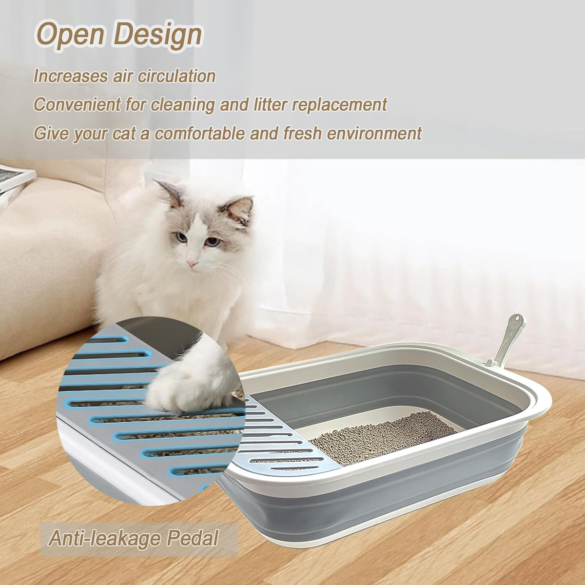 Collapsible Kitten Litter Box Low Entry Small Cat Litter Box M
