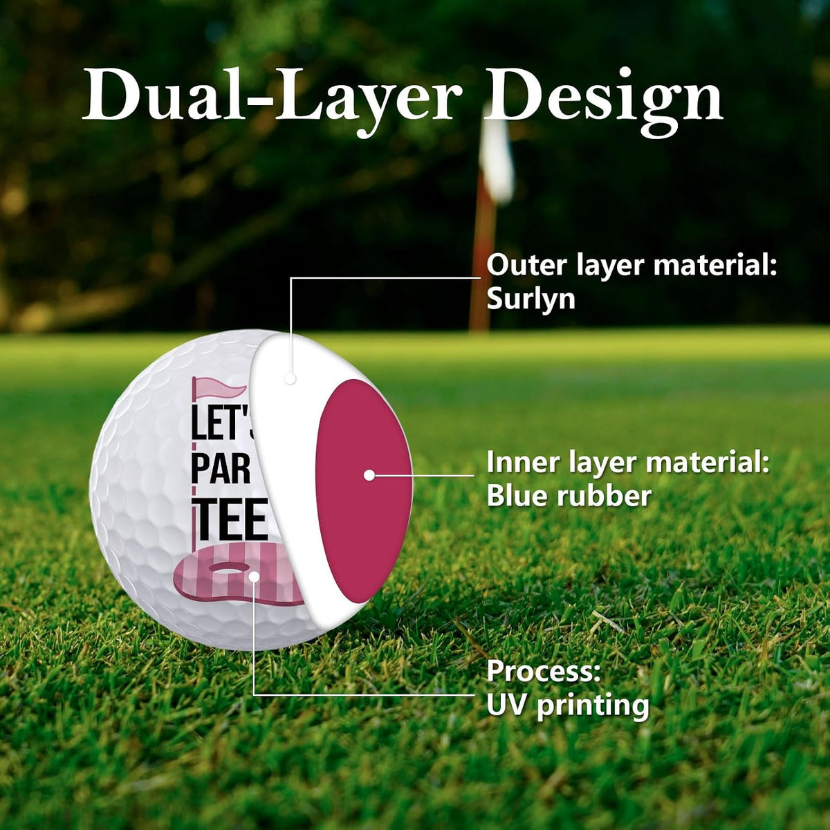 6Pcs Funny Golf Balls Set for Women, Men, Practice Golf Balls for Men