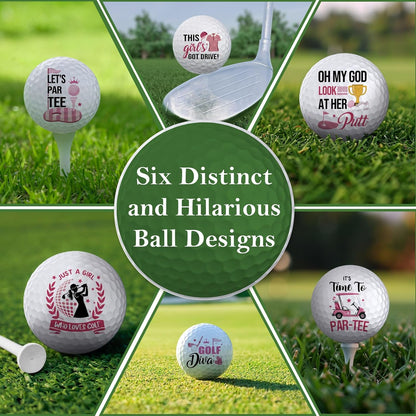 6Pcs Funny Golf Balls Set for Women, Men, Practice Golf Balls for Men