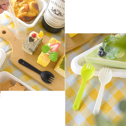 100PCS Disposable Sporks, Individually Packaged Plastic Spork for Cakes, Desserts, Ice Cream, Bread, Fork Spoon for Party, Wedding, Picnics, Buffet (Pink)