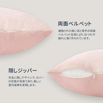 Pack of 2 Velvet Decorative Throw Decorative Pillow Cover Soft Solid Square Cushion Case for Couch Light Pink 18 x 18 inches 45 x 45 cm