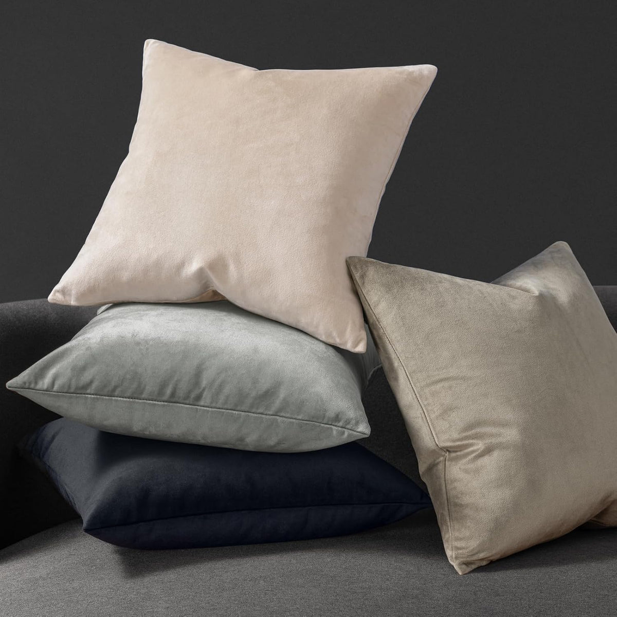 Pack of 2 Velvet Decorative Throw Decorative Pillow Cover Soft Solid Square Cushion Case for Couch Light Pink 18 x 18 inches 45 x 45 cm