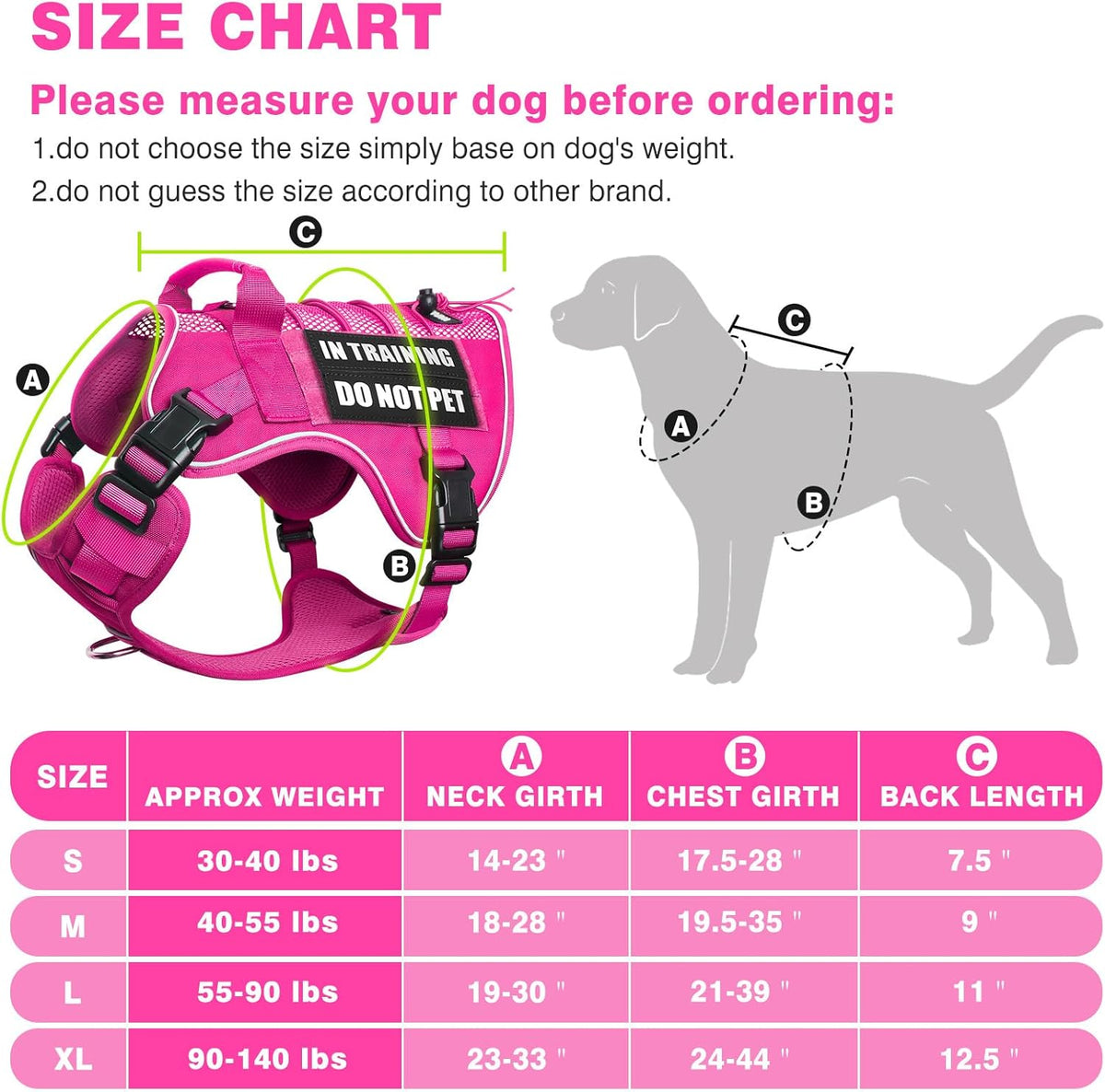 Service Dog in Training Mesh Harness with 10 Removale Pet Patches
