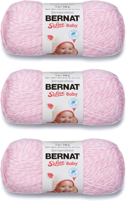 Softee Baby Yarn for Crocheting Soft, Pink Marl, 3-Pack