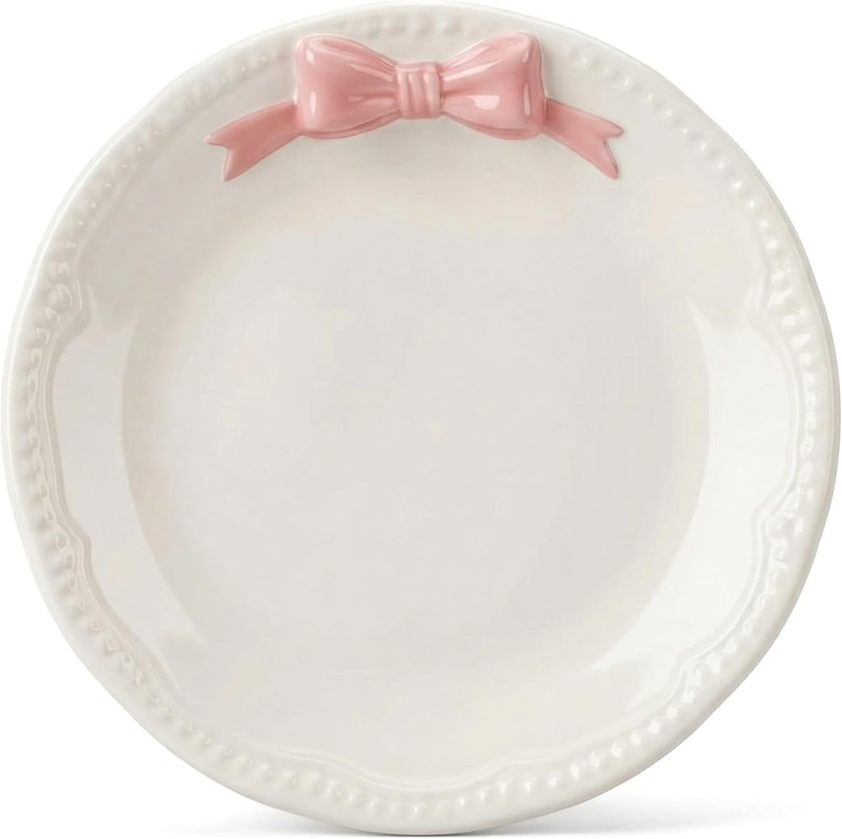 Bow Jewelry Holder Ceramic Pink Dish Cute Coquette Small Tray for Rings and Trinkets Tiny Bowls for Bathroom Vanity Little Ceramic Jewelry Tray for Elegant Organization
